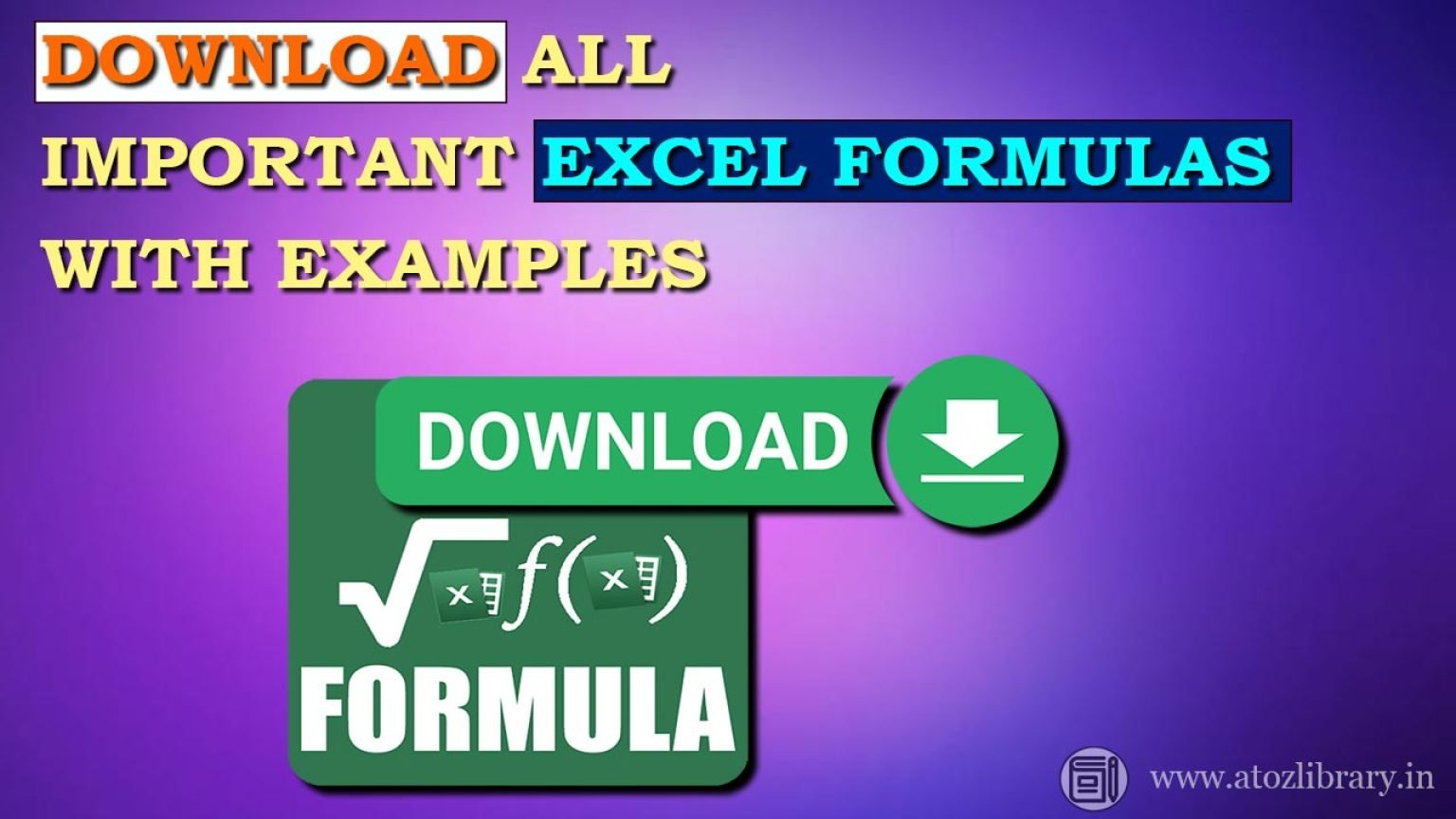 Download all excel formulas pdf with examples atoz library 2025