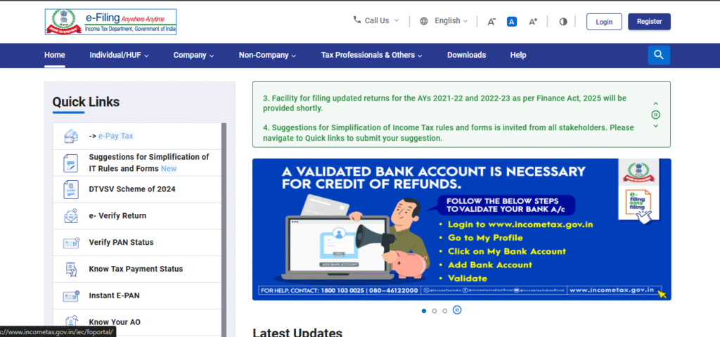 PAN Card Verification Online in 2025 – Step-by-Step Guide for All Users 3 Income Tax e-filing website